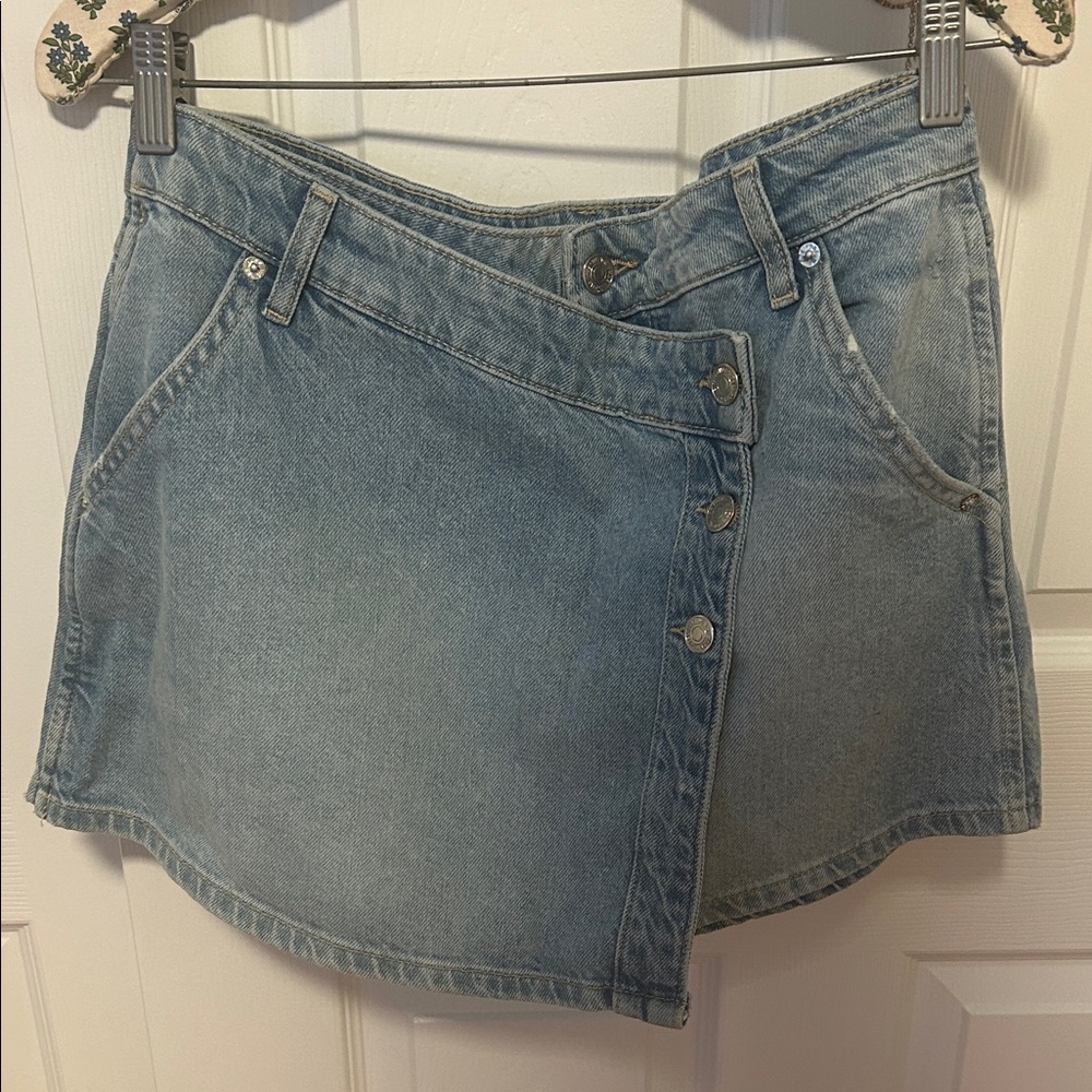Free People Light Blue Denim Mini Skirt